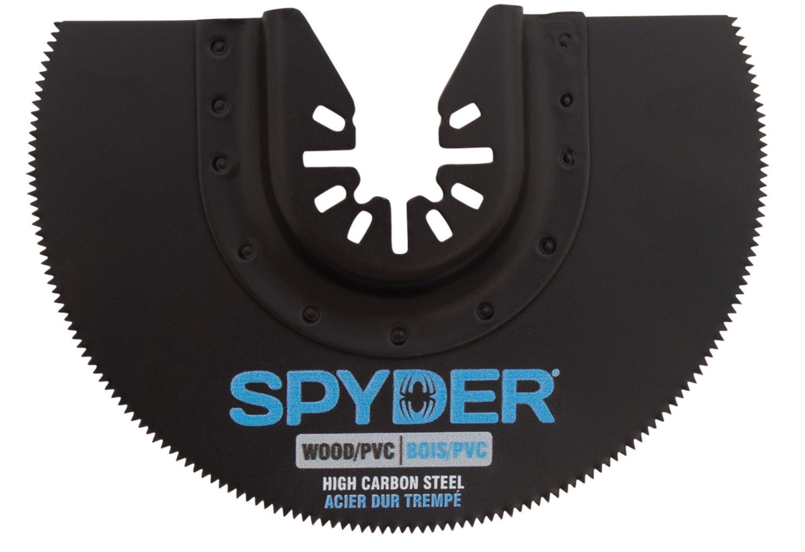 Spyder® branded half-moon oscillating multi-tool blade on a white background