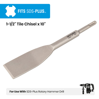 1-1/2" x 10" SDS-Plus Tile Chisel Bit for Tile & Grout Removal