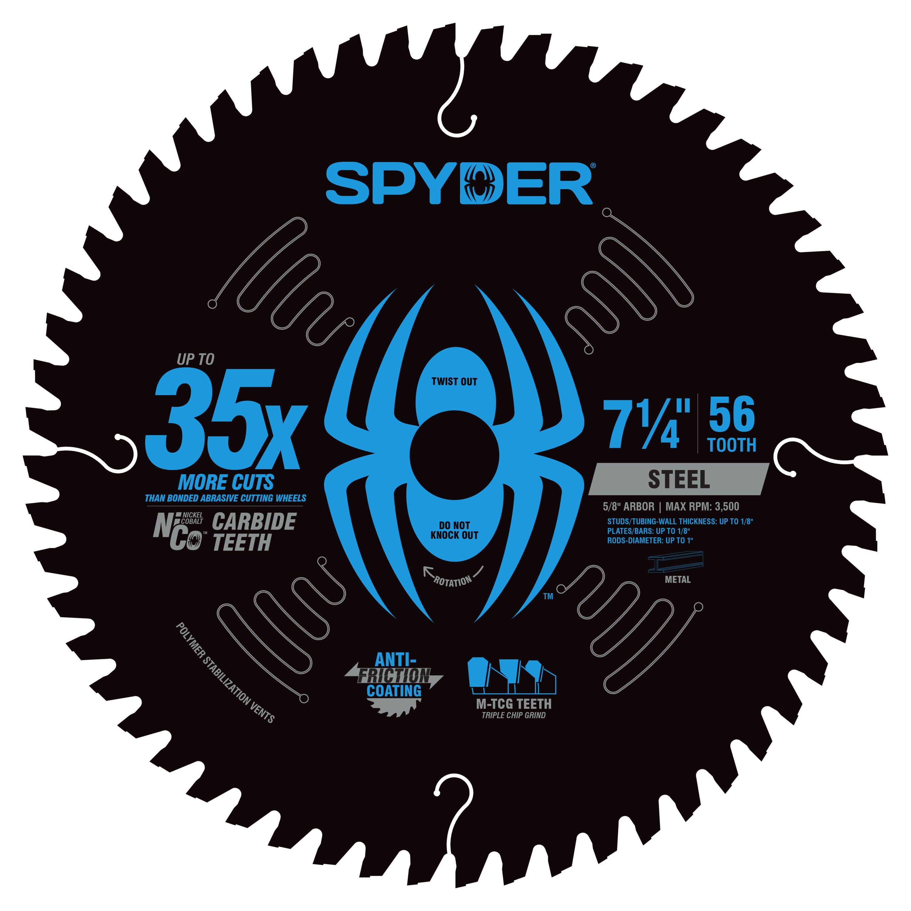 7-1/4" 56-Tooth TCT Steel Cutting Circular Saw Blade Tarantula™