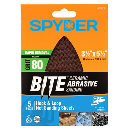 3-7/8" x 5-1/2" 80 Grit Ceramic Net Sanding Sheets (5-Pack)