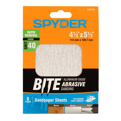 4.5" x 5.5" 40 Grit Aluminum Oxide with Stearate Sandpaper Sheets (8-Pack)