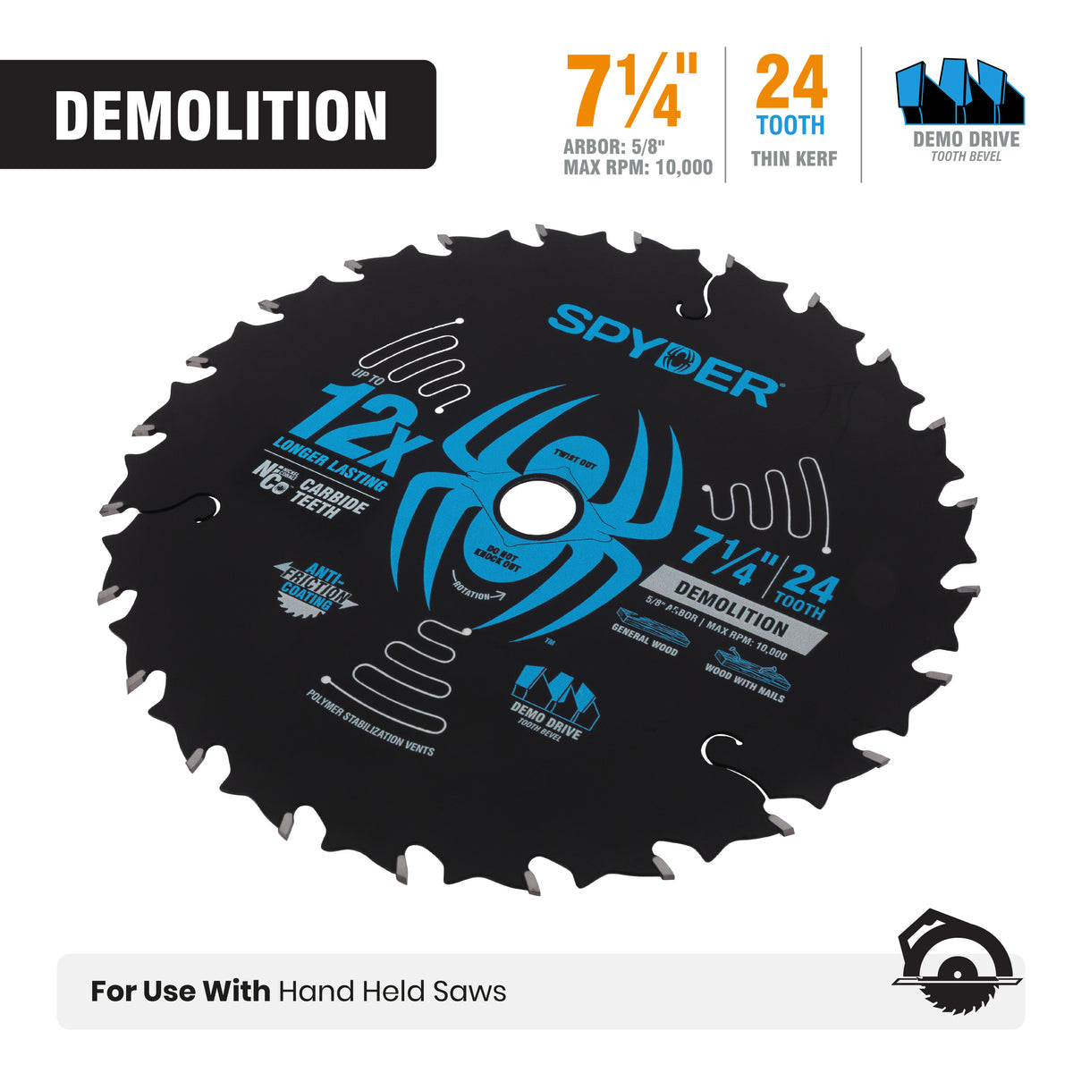 7-1/4" 24-Tooth Saw Blade for Demolition