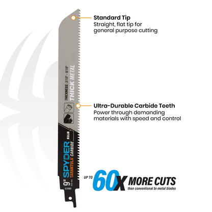 9" 8 TPI Metal Cutting Carbide Toothed Reciprocating Saw Blade (3-Pack) Tarantula®