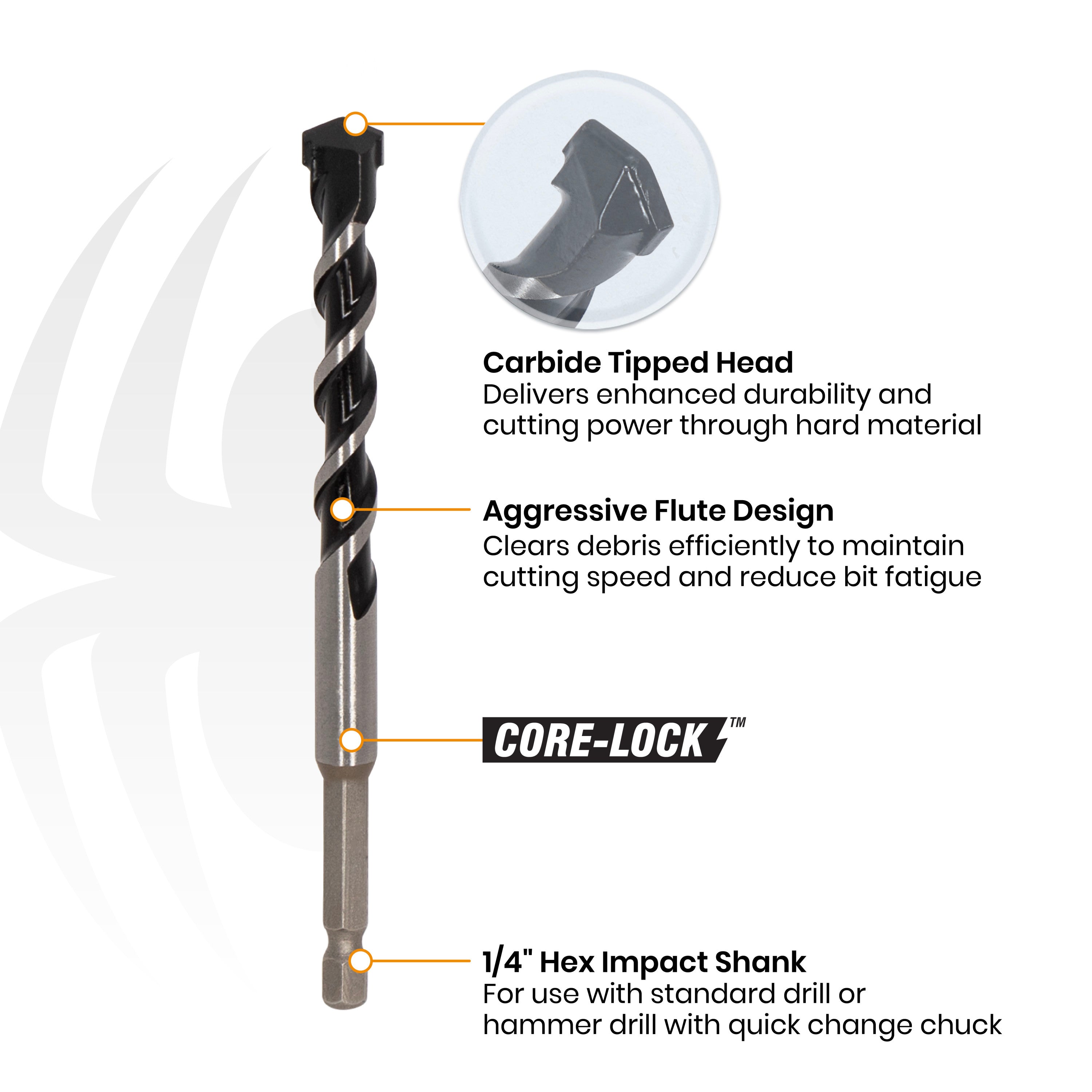 1/2" x 6" Impact Shank Hammer Drill Bit