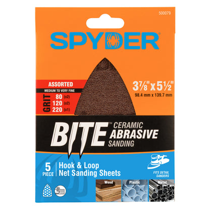 3-7/8" x 5-1/2" Ceramic Combo Pack 80/120/220 Net Sanding Sheets (5-Pack)