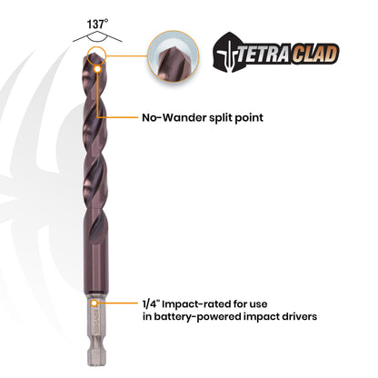 1/2" Hex Shank Drill Bit TetraClad™