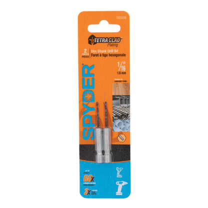 1/16" Hex Shank Drill Bit (2-Pack) TetraClad™