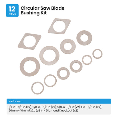 12-Piece Saw Blade Arbor Bushing Adapter Kit