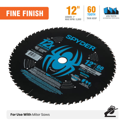 12" 60-Tooth Fine Finish Saw Blade for Wood