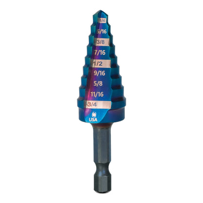 Broca de 9 pasos con vástago hexagonal Stinger™ Mach-Blue™ de 1/4 a 3/4"