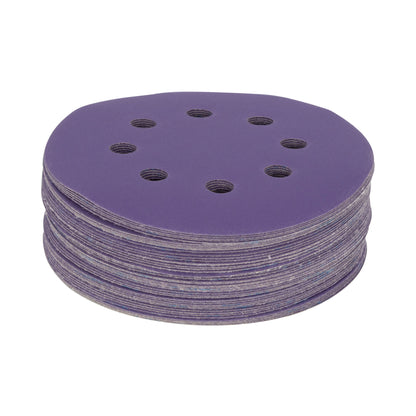 5" x 8-Hole 320 Grit Ceramic with Stearate Sanding Discs (50-Pack)