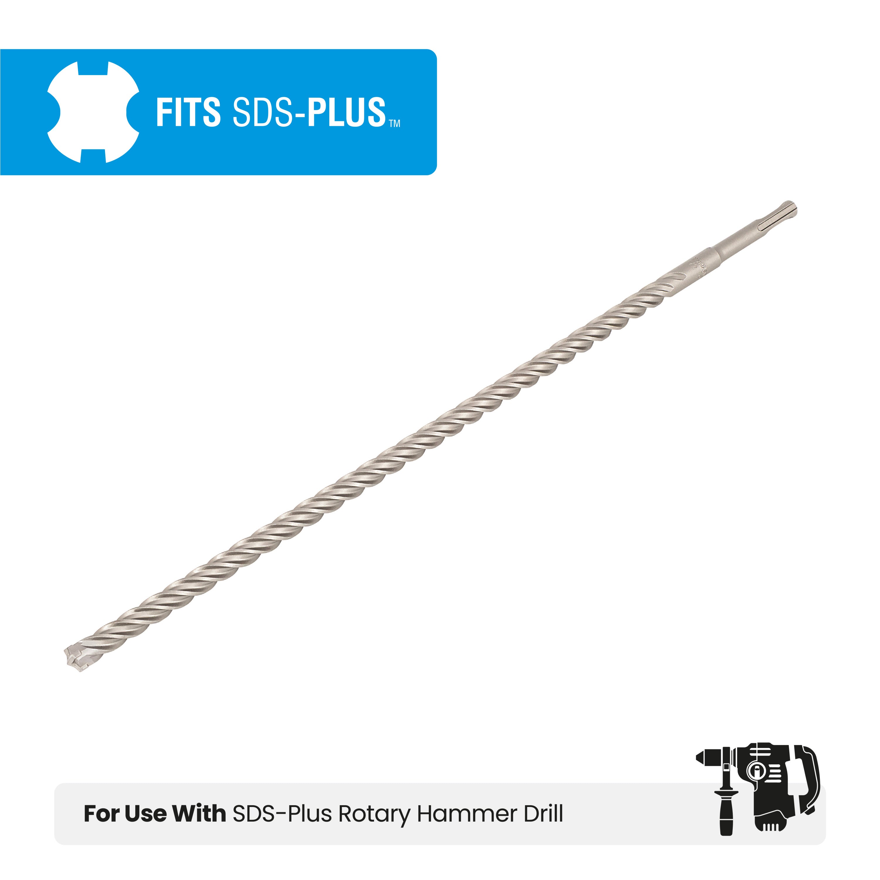 1/2" x 18" SDS-Plus 4-Cutter Carbide-Tipped Rotary Hammer Drill Bit