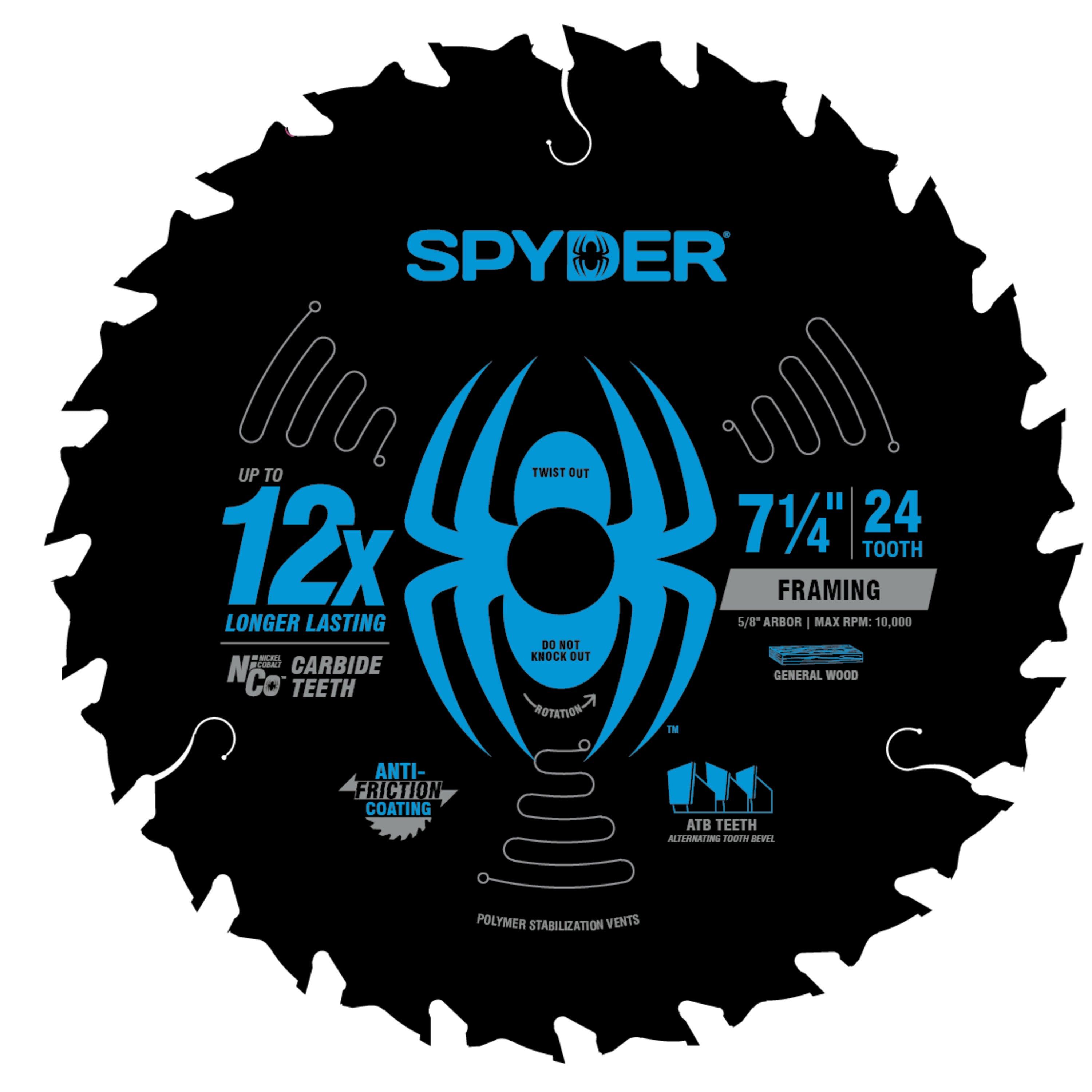 7-1/4" 24-Tooth TCT Framing Circular Saw Blade (10-Pack) Tarantula™