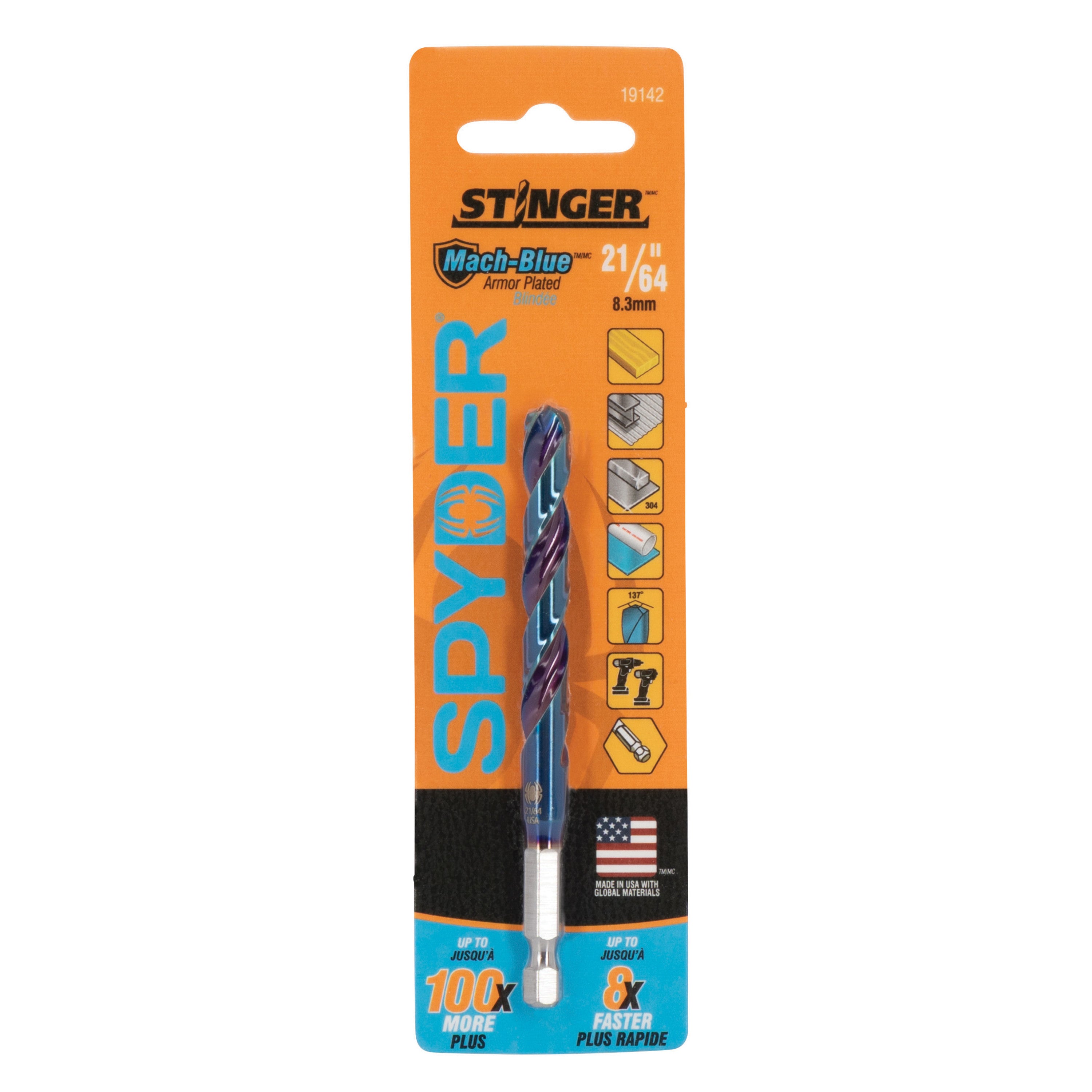 21/64"  Hex Shank Drill Bit Mach-Blue®