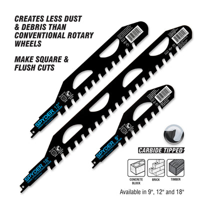 9" 2 TPI Brick & Concrete Demolition Carbide Toothed Reciprocating Saw Blade Tungsten Carbide Tipped
