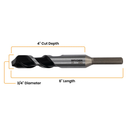 3/4" x 6" Three-Flat Grip Shank Rotary Hammer Drill Bit
