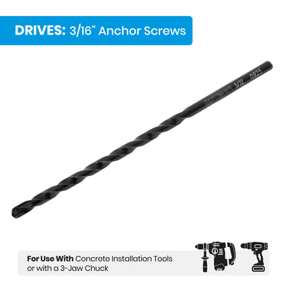 5/32" x 4-1/2" Flat Shank Carbide-Tipped Drill Bit for Concrete Anchor Screw