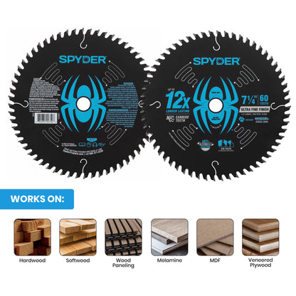 7-1/4" 60-Tooth Ultra Fine Finish Saw Blade for Wood