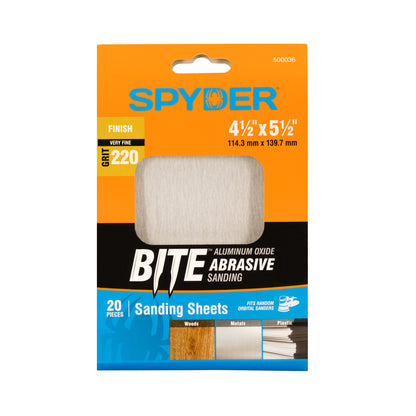 4.5" x 5.5" 220 Grit Aluminum Oxide Sanding Sheets (20-Pack)