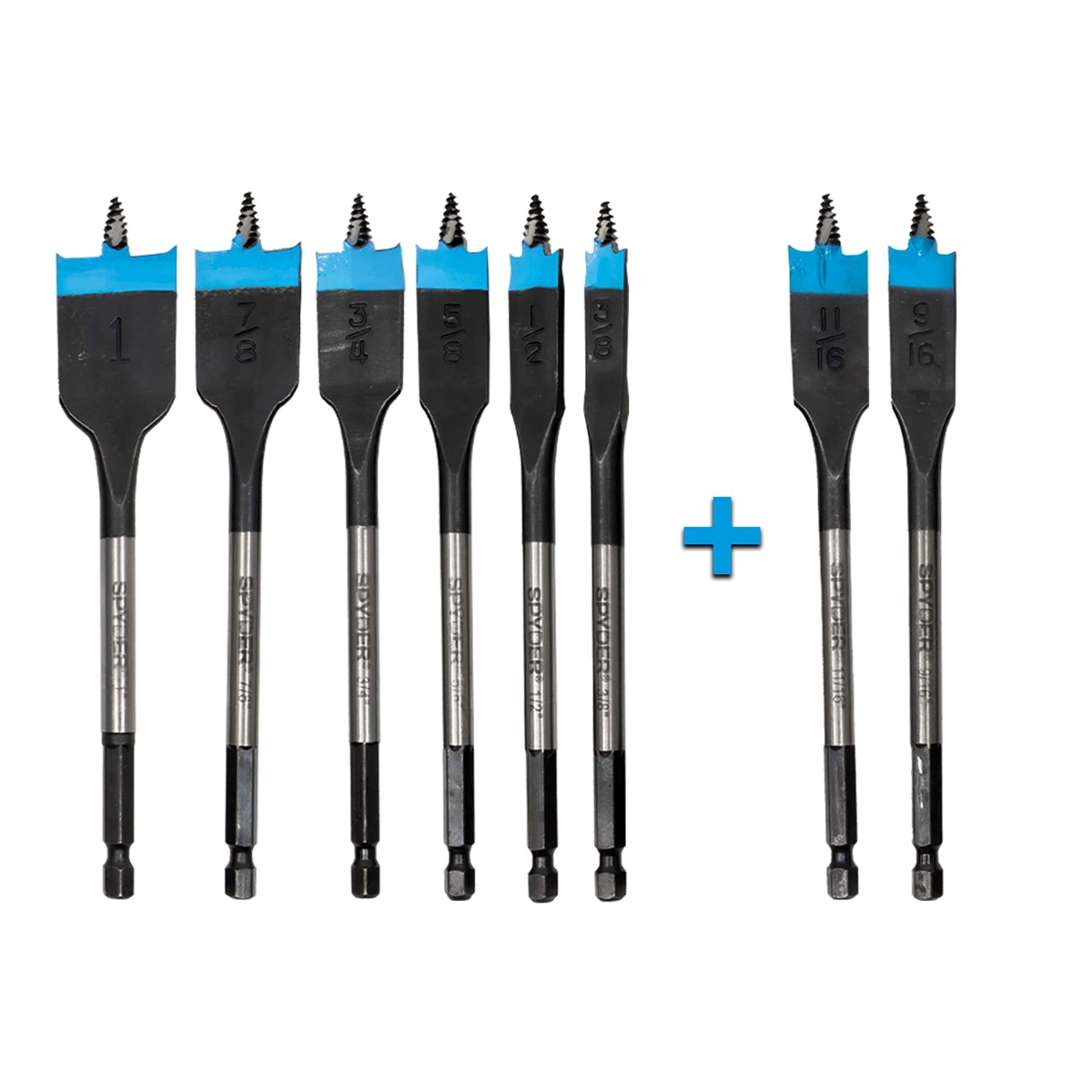 8-Piece Spade Bit Set (3/8, 1/2, 9/16, 5/8, 11/16, 3/4, 7/8, 1") Stinger™