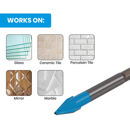 3/8" x 3.5" Quick-Release Hex Shank Carbide-Tipped Glass & Tile Drill Bit