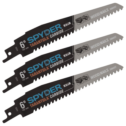 6" 6 TPI Carbide Toothed Reciprocating Saw Blade (3-Pack) Tarantula®
