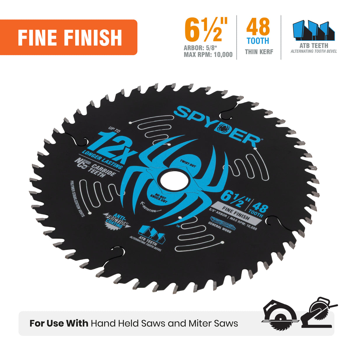 6-1/2" 48-Tooth Fine Finish Saw Blade for Wood