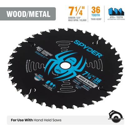 7-1/4" 36-Tooth Saw Blade for Wood & Metal