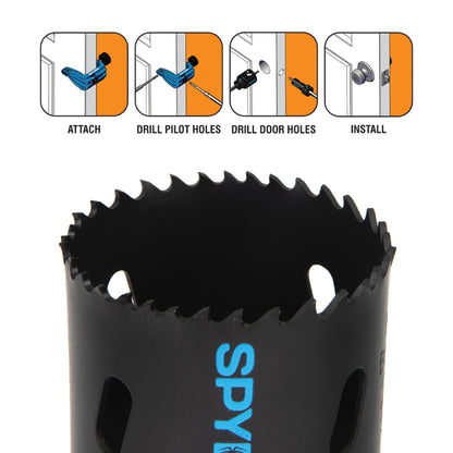 Plantilla de instalación de cerradura de puerta Rapid Core Eject™ Bi-Metal de 5 piezas y kit de sierra de corona bimetálica (1" y 2-1/8")