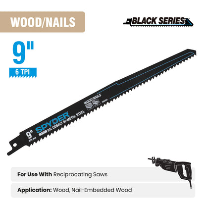 9" 6 TPI Bi-Metal Reciprocating Saw Blade Black Series™