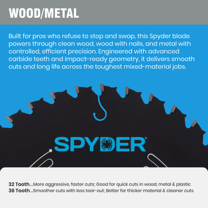 7-1/4" 36-Tooth Saw Blade for Wood & Metal