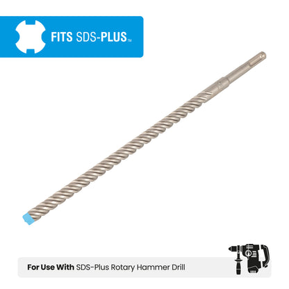 3/8" x 12" SDS-Plus 4-Cutter Full-Carbide Rotary Hammer Drill Bit