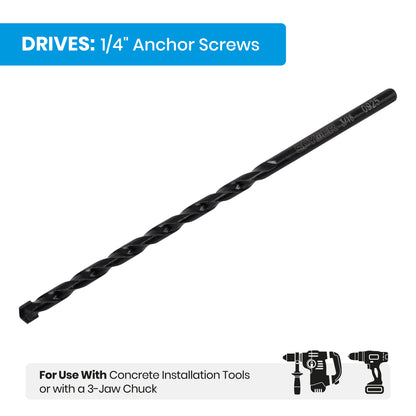 3/16" x 4-1/2" Flat Shank Carbide-Tipped Drill Bit for Concrete Anchor Screw