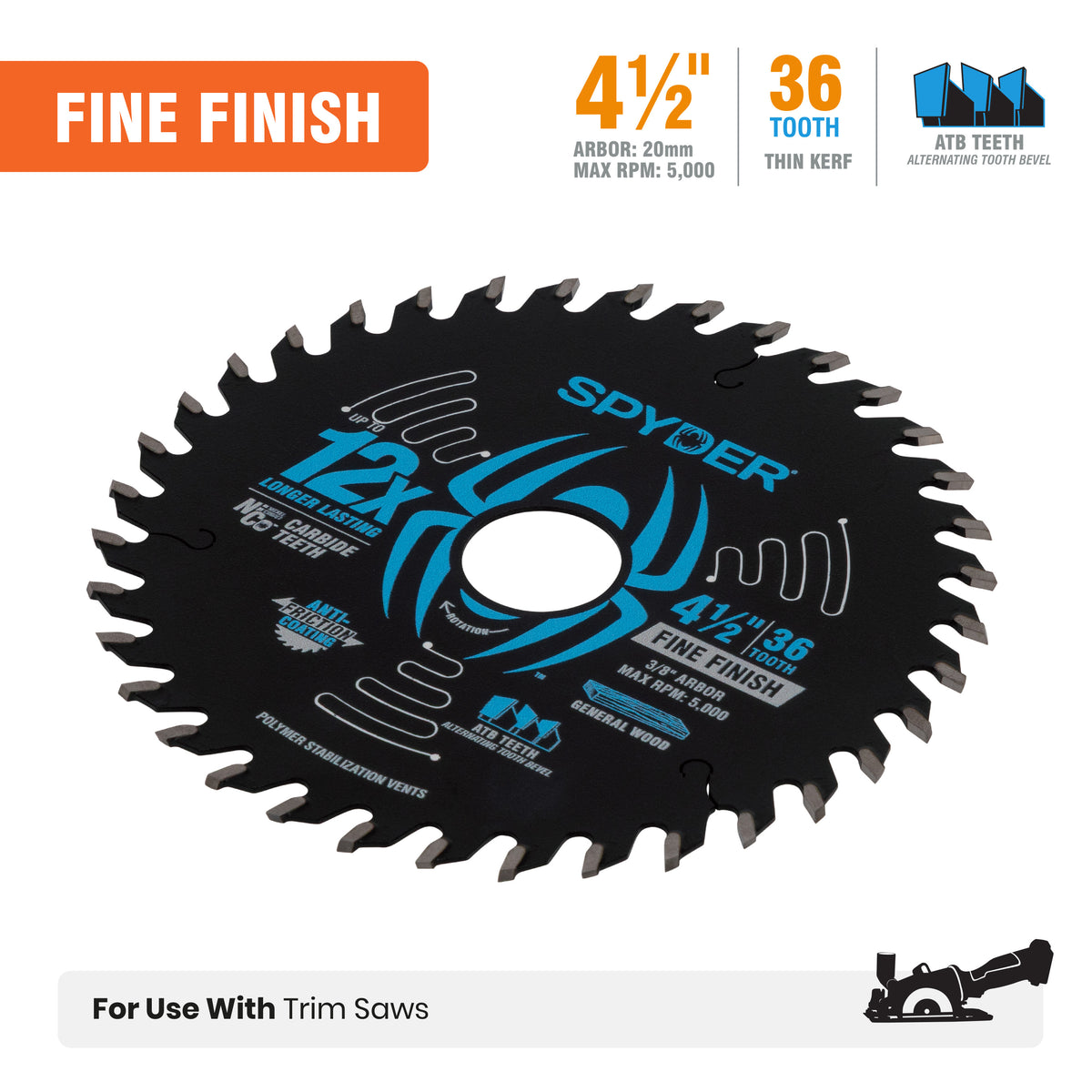 4-1/2" 36-Tooth Fine Finish Saw Blade for Wood