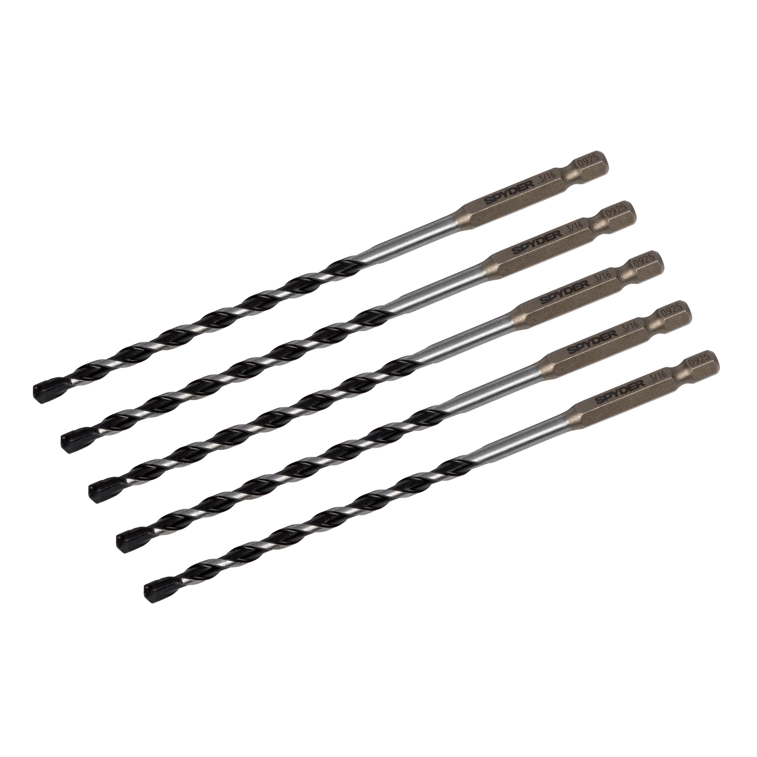 3/16" x 6" Impact Shank Hammer Drill Bit (5-Pack)