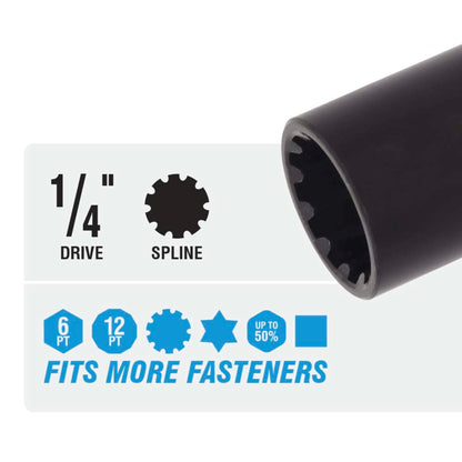 15-Piece 1/4" Drive Metric Shallow Impact Socket Set with Adapter