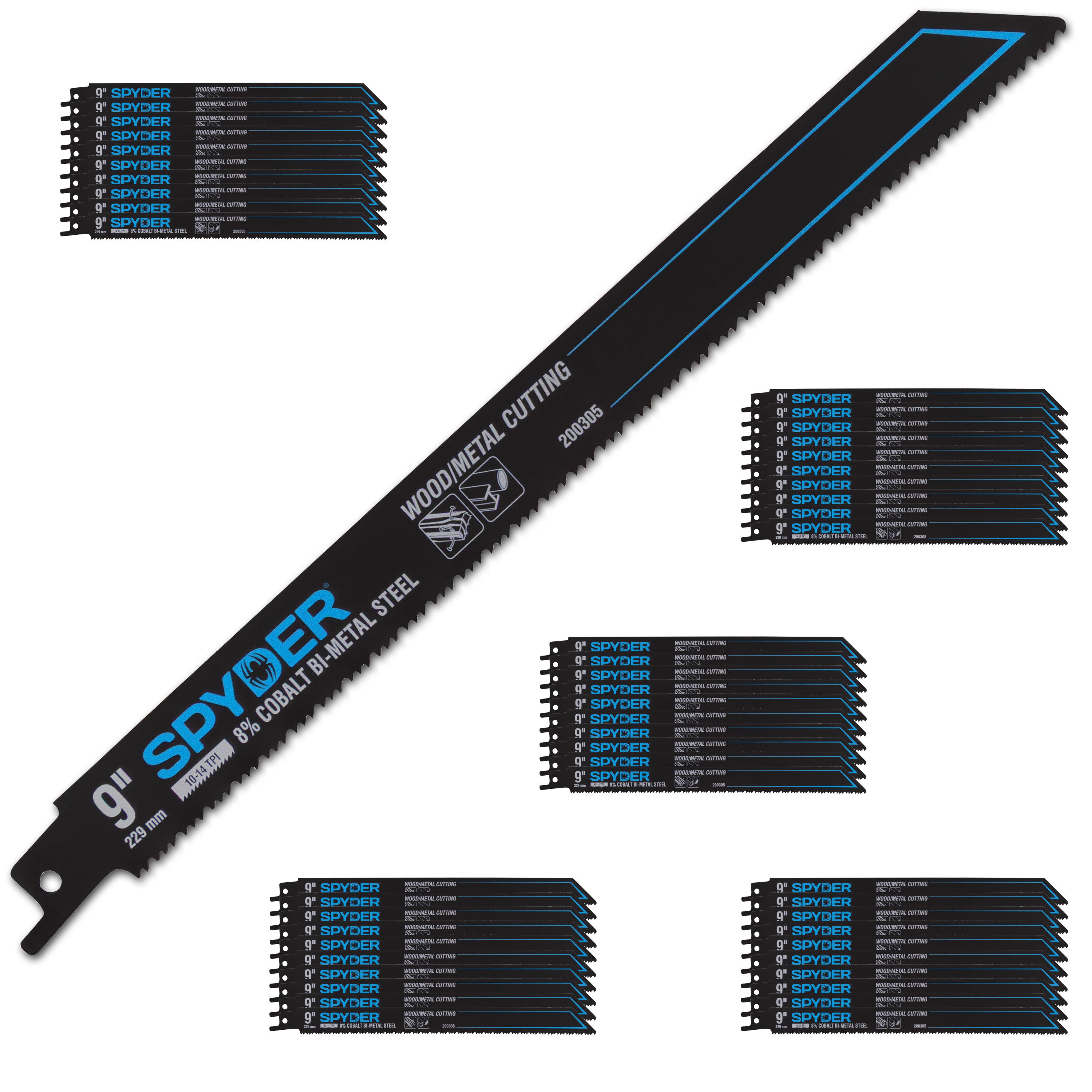 9" 10-14 TPI Bi-Metal Metal Cutting Reciprocating Saw Blades (50-Pack) Black Series™
