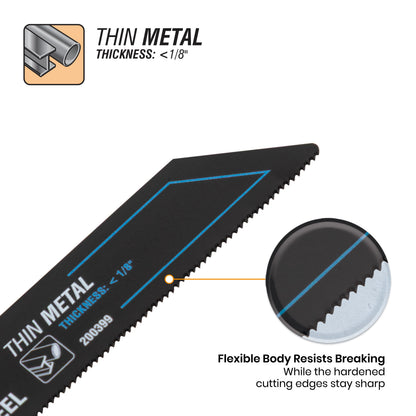 6" 24 TPI Metal Cutting Bi-Metal Reciprocating Saw Blade Black Series™