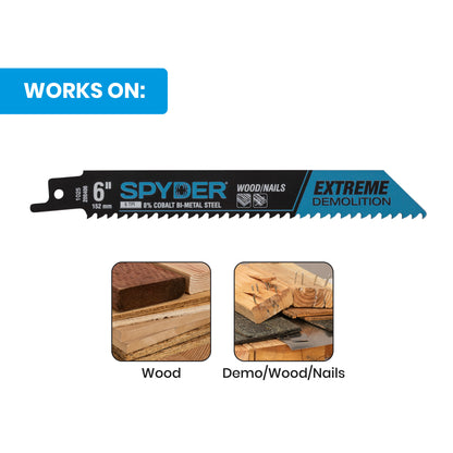 6" 6 TPI Bi-Metal Demolition Reciprocating Saw Blade Black Series™