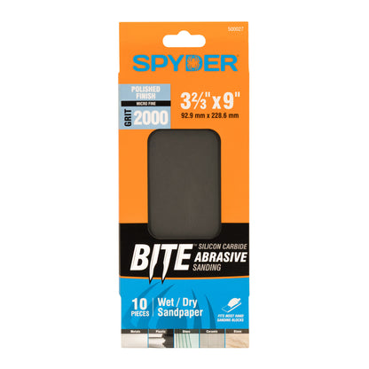 3-2/3" x 9" 2000 Grit Silicon Carbide Wet/Dry Sandpaper Sheets (10-Pack)