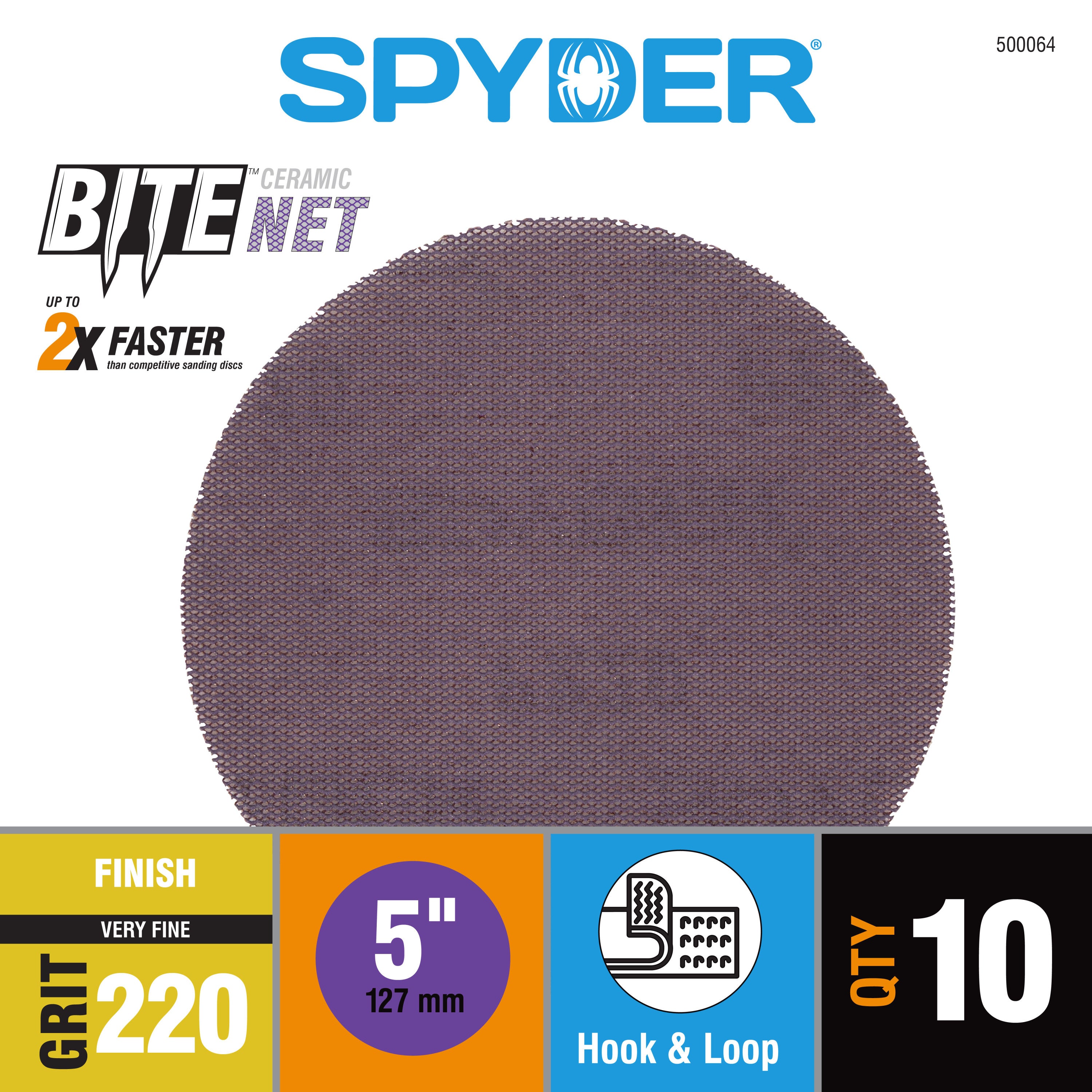 5" 220 Grit Ceramic Net Hook & Loop Sanding Discs (10-Pack) Bite