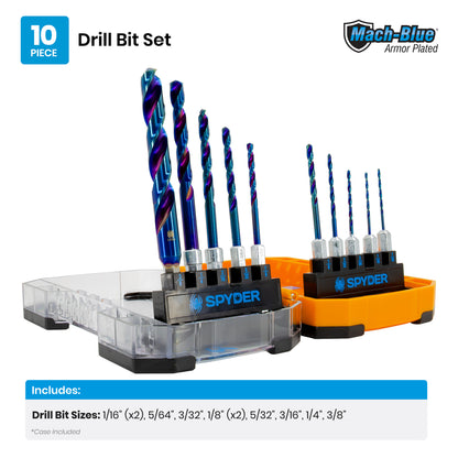 10-Piece Assorted HSS Twist Drill Bit Set Mach-Blue®