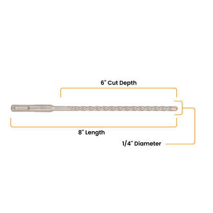 1/4" x 8" SDS-Plus 4-Cutter Carbide-Tipped Rotary Hammer Drill Bit