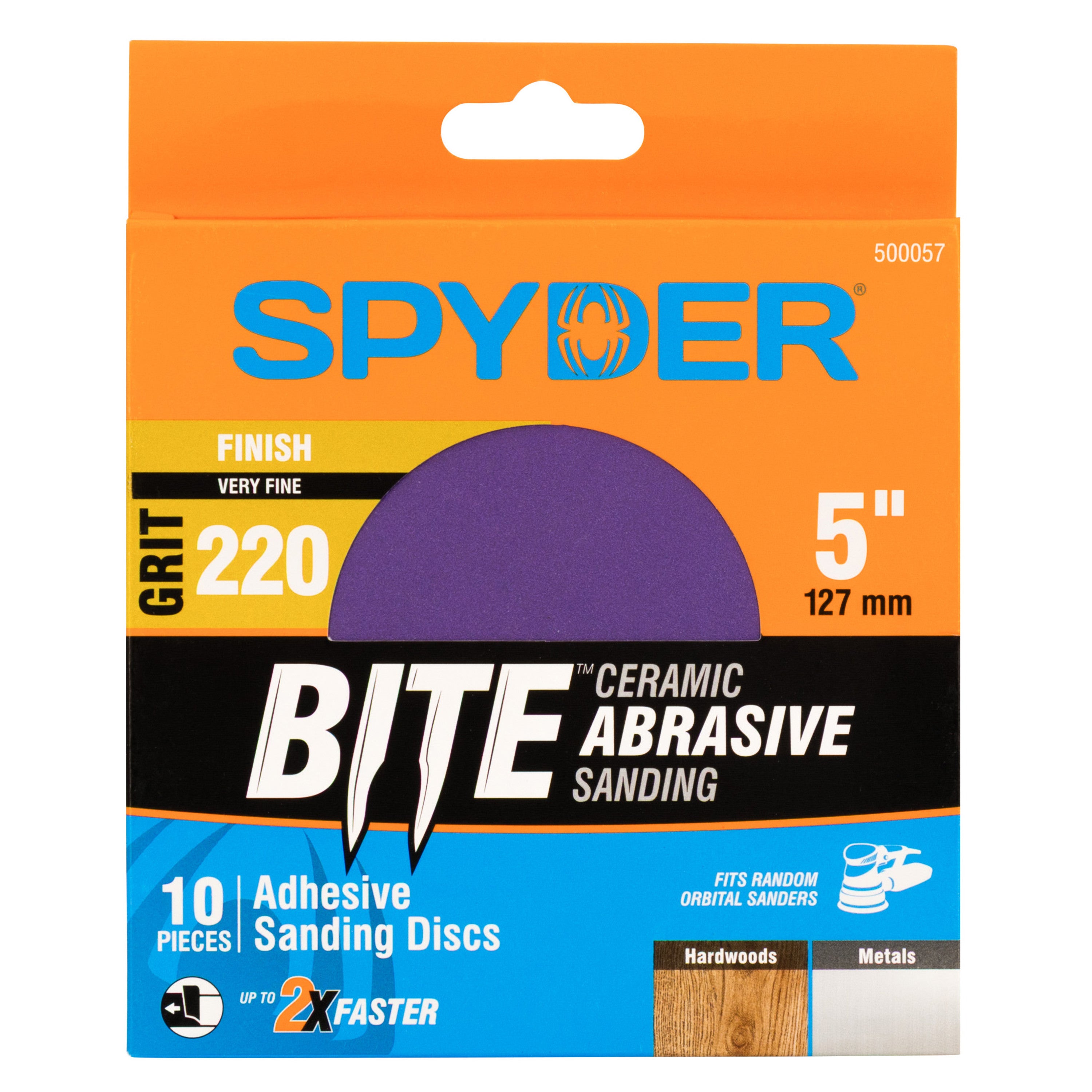 5" x No Hole 220 Grit Ceramic Pressure Sensitive Adhesive with Stearate Sanding Discs (10-Pack)