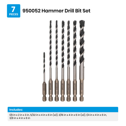 7-Piece Impact Shank Hammer Drill Bit for Concrete & Masonry