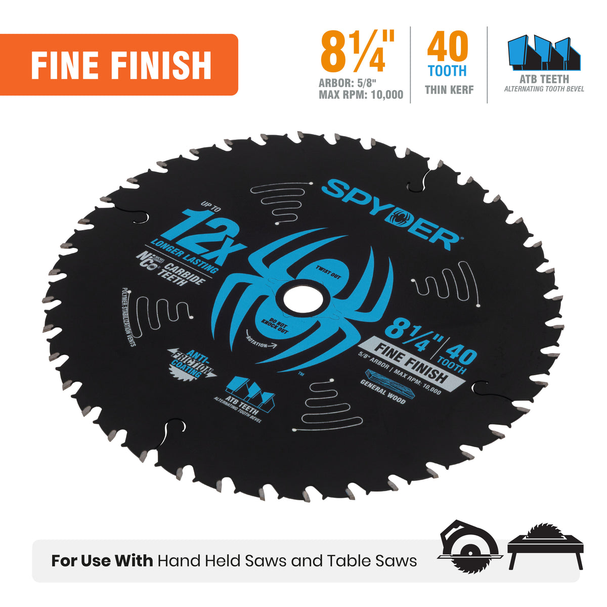 8-1/4" 40-Tooth Fine Finish Saw Blade for Wood