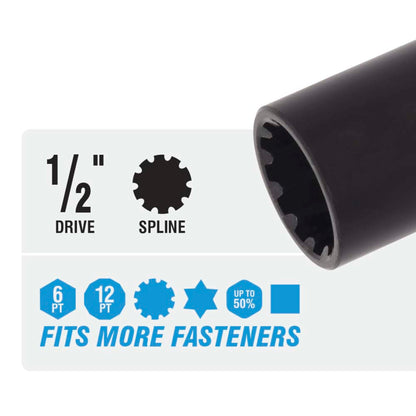 10-Piece 1/2" Drive SAE Deep Impact Socket Set with Adapter