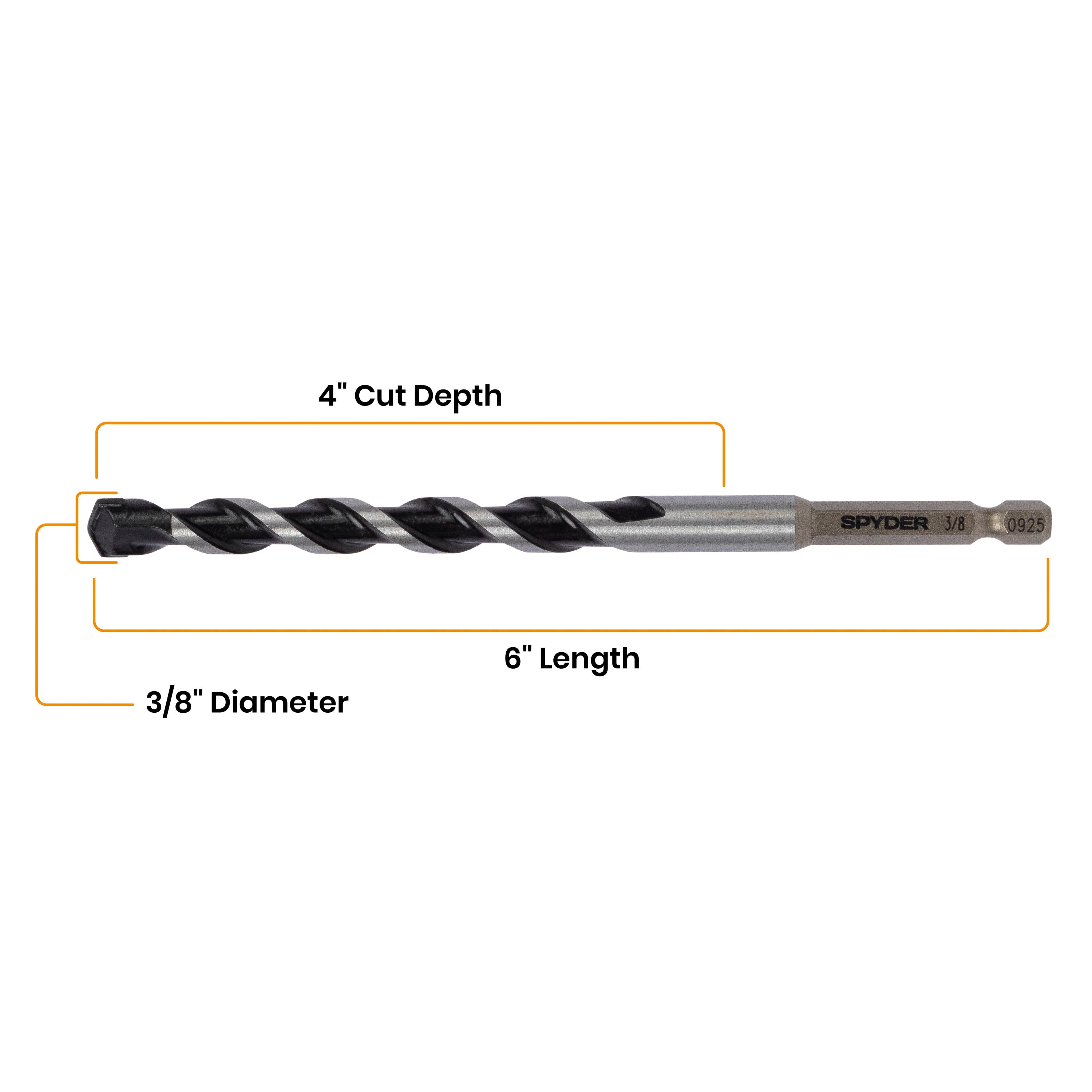 3/8" x 6" Impact Shank Hammer Drill Bit
