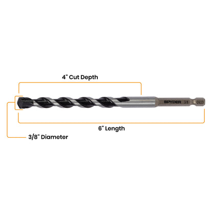 3/8" x 6" Impact Shank Hammer Drill Bit
