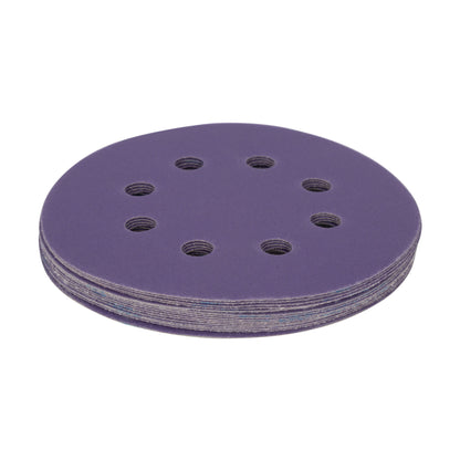 5" x 8-Hole 320 Grit Ceramic with Stearate Sanding Discs (15-Pack)